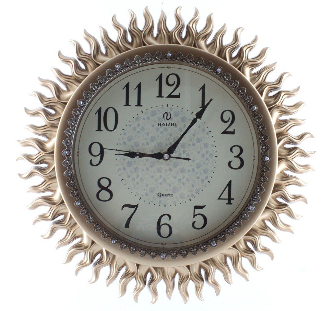 Relógio De Parede Místico Solar Oriental 45cm Dourado