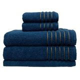 Toalha De Banho Kit Com 5 Peças Fio Penteado Jogo De Toalha Gigante E Felpuda De Alta Absorção Marca Casa Da Toalha