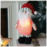 Decoração Boneco Papai Noel Com Cachecol E Led Natalino Em Tecido 26cm