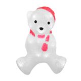 Enfeite Iluminado Natal Urso Polar Natalino Led Acrílico 28cm 220v