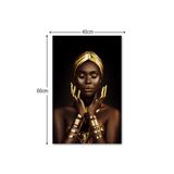 Quadro Tela Decorativa Mulher Negra Luxo Para Sala 60x40cm