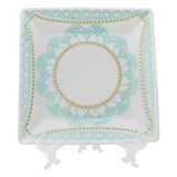 Prato Decorativo Porcelana Domo Com Suporte Transparente Para Mesa 20cm