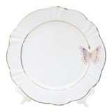 Prato Decorativo Porcelana Encantada Com Suporte Transparente Para Mesa 23cm