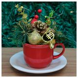 Xicara Vasinho De Natal Arranjo Decorativo Artesanal