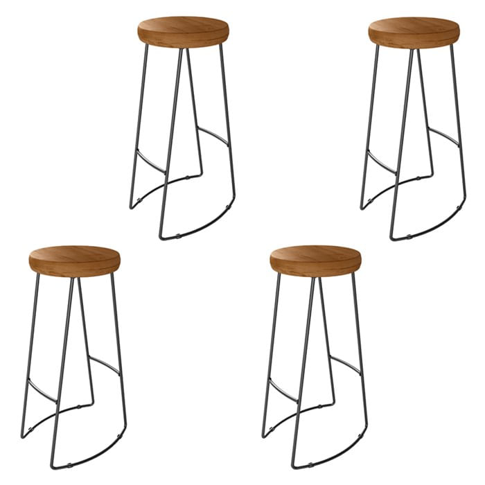 Kit 04 Banqueta Alta Aurum Peroba Preto Bar Cozinha Sala Jantar Dhom