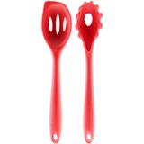 Kit Conjunto Utensílios De Cozinha 2 Peças Em Silicone Vermelho