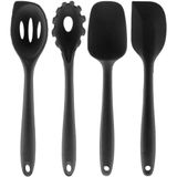 Kit Conjunto Utensílios Para Cozinha Preto Silicone 4 Peças