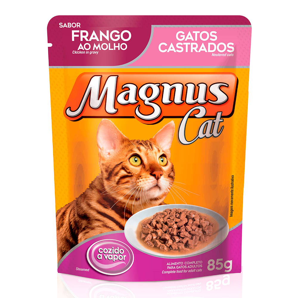 Ração Úmida Magnus Gatos Castrados Frango Ao Molho Sachê 85g