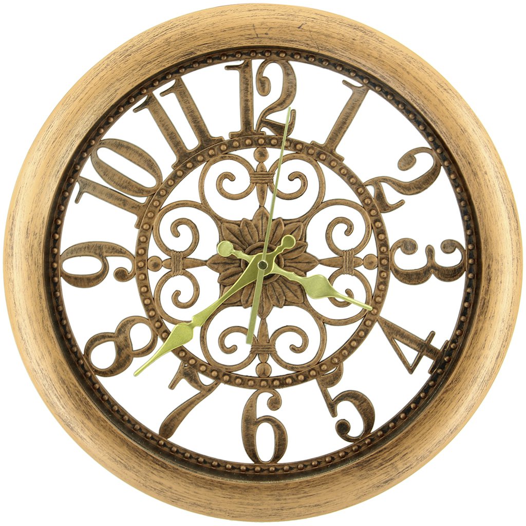 Relógio De Parede Maquina De Quartz Decorativo 35,5cm Vazado Cobre