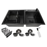 Cuba Gourmet Dupla Quadrada Aço Inox 304 Preta 78x43cm