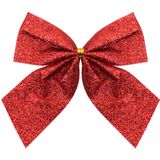 Enfeite Árvore Natal Laço Lacinho Vermelho Glitter Brilhante 4 Peças 9cm