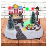 Decoração Cenário Natalino Musical Parque De Diversão Iluminado 18,5cm