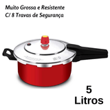 Panela De Pressão Red 5l Antiaderente Fechamento Externo