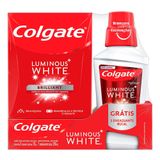 Kit Creme Dental Para Clareamento Colgate Luminous White Brilliant Mint 70g 3 Unidades + Enxaguante Bucal 250ml