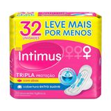 Absorvente Intimus Gel Tripla Proteção Cobertura Suave Abas Com 32 Unidades