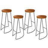 Kit 4 Banquetas Altas Para Cozinha Estilo Industrial Aura D09 Peroba - Mpozenato
