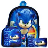 Mochila Masculina Sonic O Filme Costa Lancheira Estojo Tn