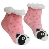 Meia Infantil Peluciada Antiderrapante Rosa Panda 28 Ao 35