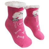 Meia Infantil Peluciada Antiderrapante Rosa Poodle 28 Ao 35