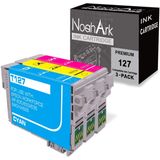 3 Cartuchos De Tinta Remanufaturados T127 Da Epson Para Workforce Impressoras (c/m/a) - Noahark