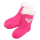 Meia Rosa Forte Peluciada Infantil Antiderrapante 6 A 12 Meses