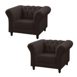 Kit 2 Poltronas Decorativa Bérgamo Couro Marrom