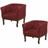 Kit 2 Poltronas Decorativa Noah Couro Vermelho