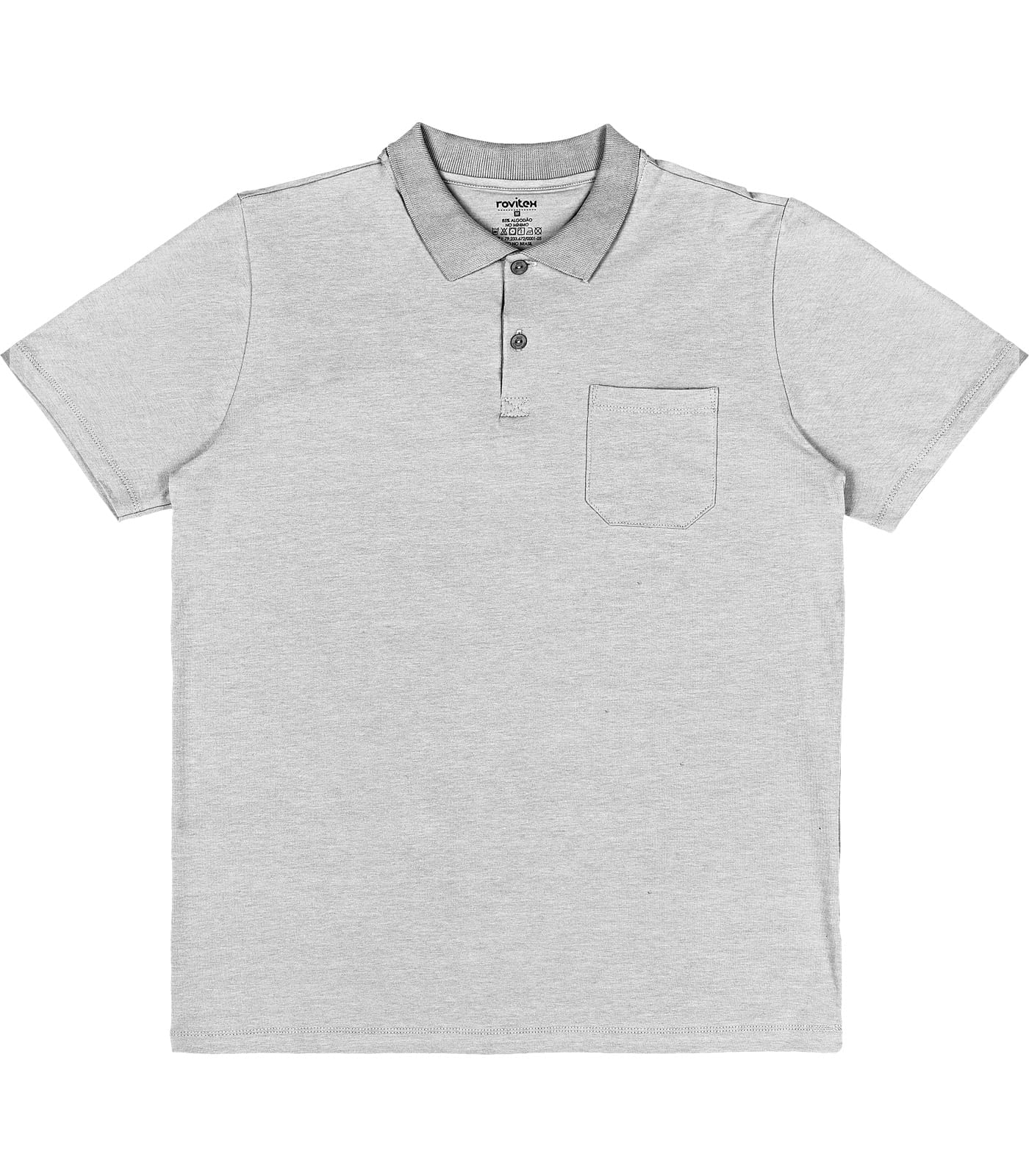 Camisa Masculina Polo Básica Rovitex Cinza Xgg
