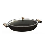 Frigideira Paella Ferro Fundido com Tampa de Vidro 36Cm