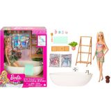 Boneca Articulada Barbie Banho De Confete Com Pet - Playset Dia De Spa - Barbie Self-care - Mattel - Hkt92