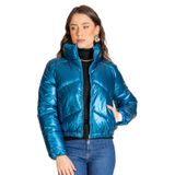 Jaqueta Puffer Feminina Metalizada Select Azul Gg