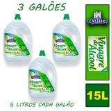 3 Vinagre De Álcool Castelo De Limpeza E Bactericida 6% Acidez 5l Aromatizado Maçã Verde