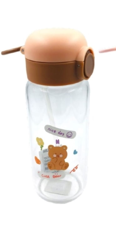 Garrafa De Vidro Infantil Com Trava E Bico De Silicone 480ml