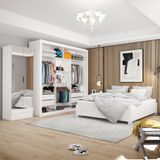 Quarto Completo Casal Closet Clarice 4 Gavetas Sapateira 2 Portas Premium E Cama Carioca Móveis