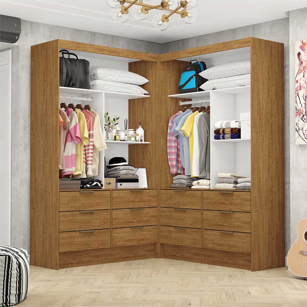 Closet Casal Duplo Sevilha Premium Com 12 Gavetas Carioca Móveis