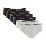 Kit 6 Cueca Mash Slip Algodão Elástico Básica Confortável Preto 01 P