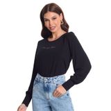 Blusa Manga Longa Feminina Rovitex. Preto G