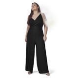 Macacão Longo Plus Size Secret Glam Preto Plus G3