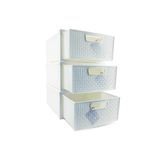 Kit 3 Gaveteiro Modular Empalhável Organizador Multiuso Rattan Plástico Resistente 1 Unidade