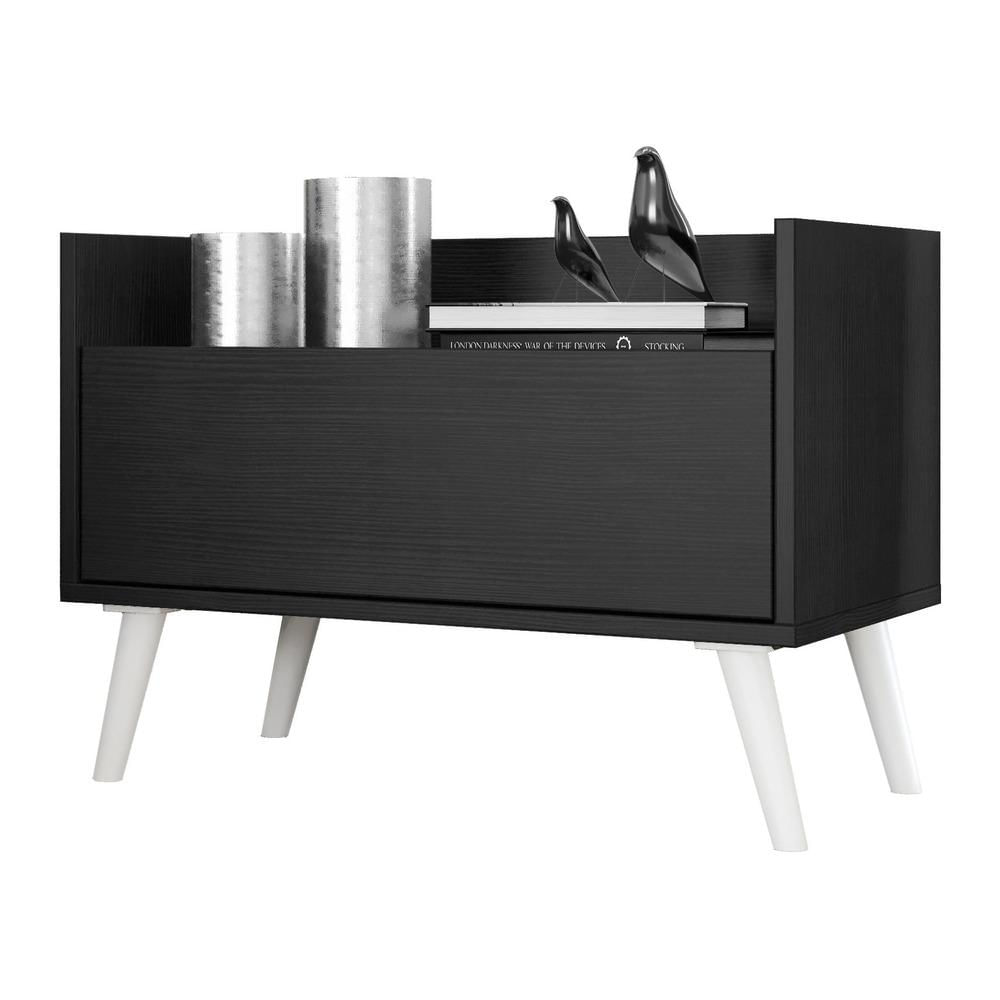 Mesa De Cabeceira 60cm Retrô Multimóveis V3627 Preta/branca