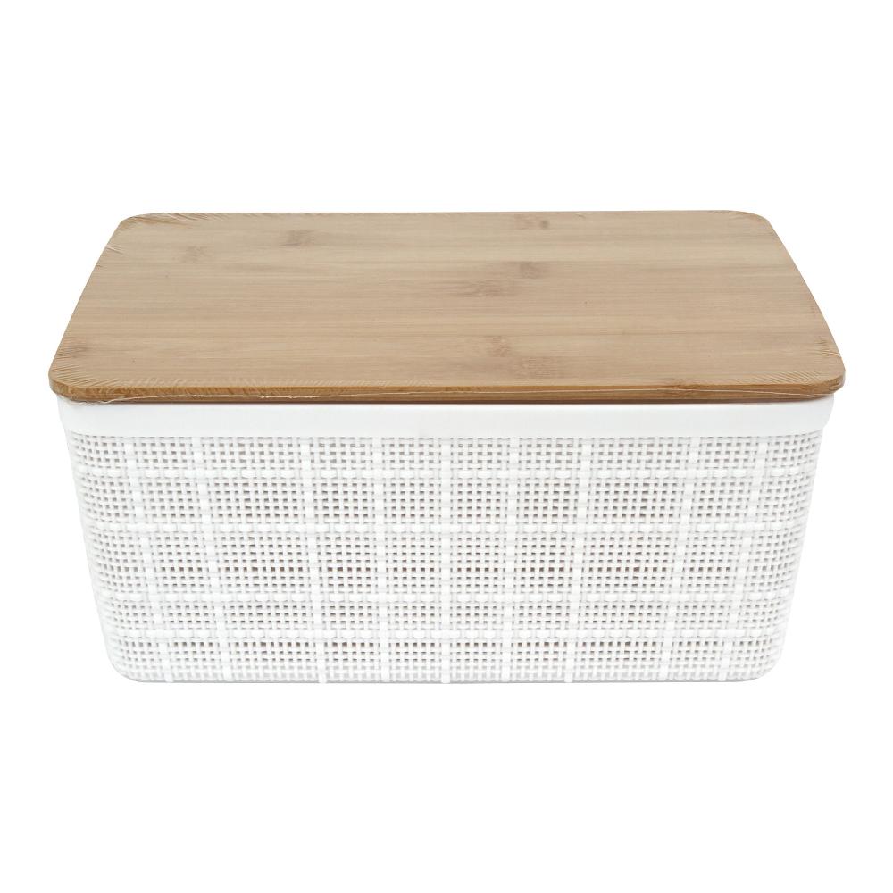 Caixa Organizadora Com Tampa Bambu Branco 10cm - A\casa