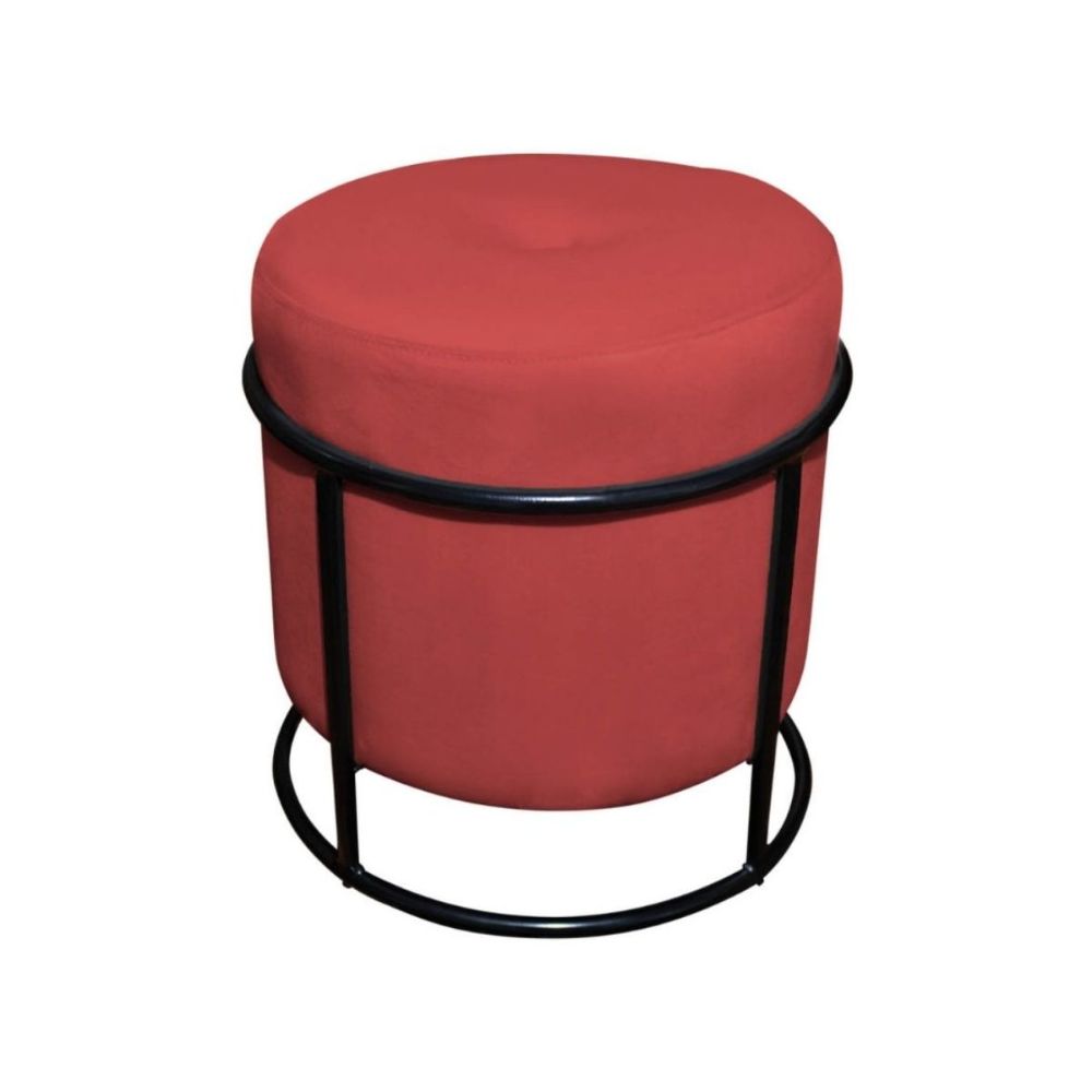 Puff Redondo Decorativo Royale Base Preto Suede