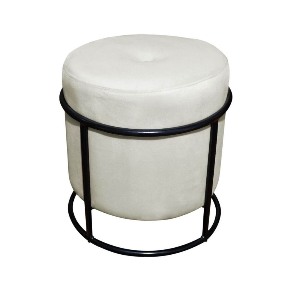 Puff Redondo Decorativo Royale Base Preto Suede