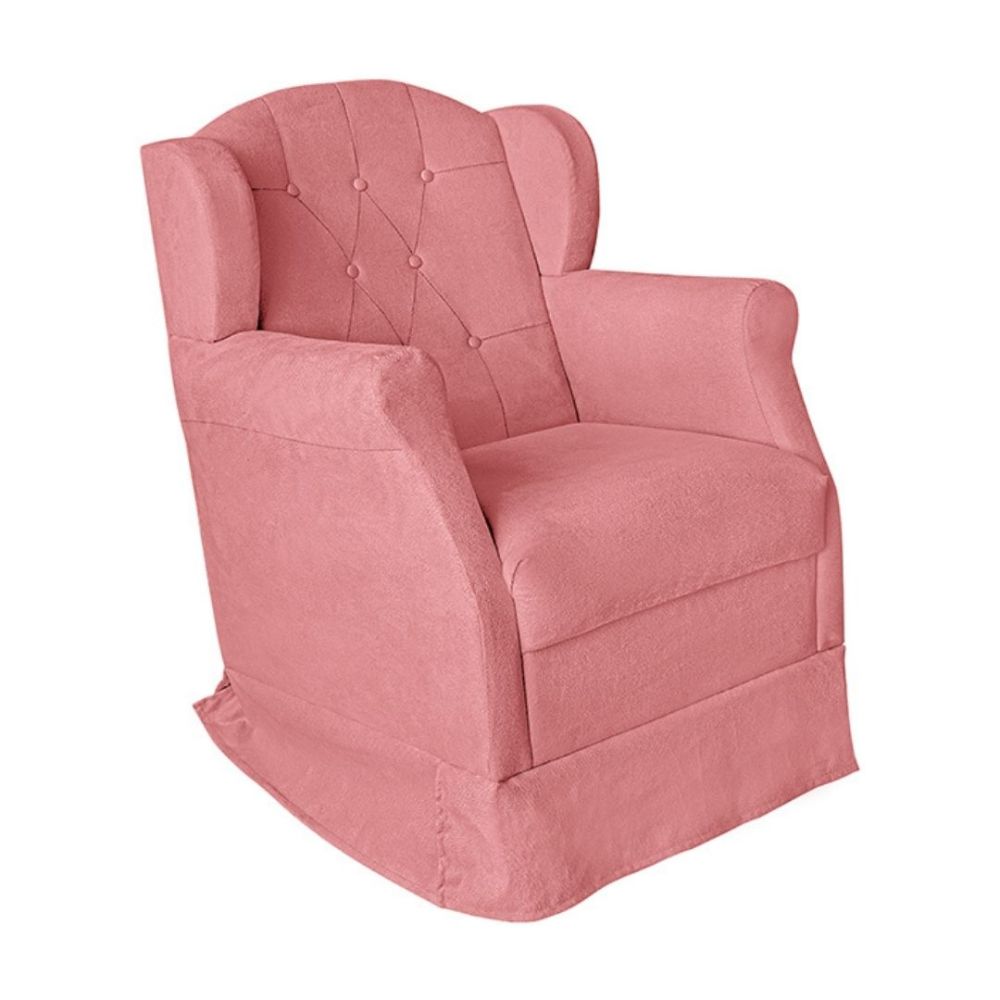 Poltrona Cadeira Amamentação Balanço Conforto Veludo Manuela