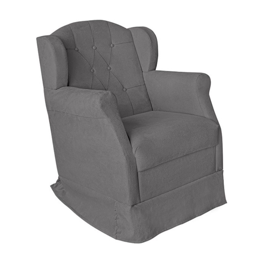 Poltrona Cadeira Amamentação Balanço Conforto Veludo Manuela