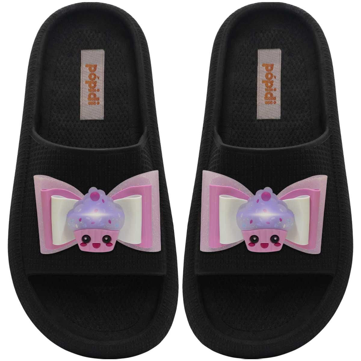 Chinelo Nuvem Cupcake Infantil 25ao36 Sandália Menina 12.110 Cor:preto,tamanho:29/30