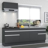 Armário De Cozinha Compacta Com Rodapé Veneza Multimóveis Mp2109.898 Preto/branco