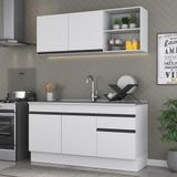 Armário De Cozinha Compacta Com Rodapé Veneza Multimóveis Mp2114.964 Branco/preto