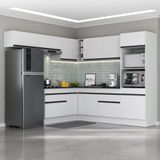 Armário De Cozinha Completa De Canto Com Rodapé Veneza Multimóveis Mp2105.964 Branco/preto