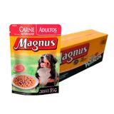 Caixa 18un Ração Úmida Magnus Sachê Para Cães Adultos Sabor Carne 85g